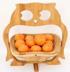 Natural Bamboo Owl Shape Folding Collapsible Fruit Basket