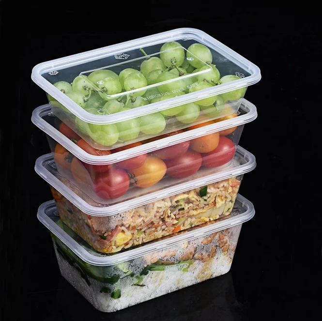 
 BPA free 1500ml clear food safe disposable plastic rectangular fruit container / take away clear food container  