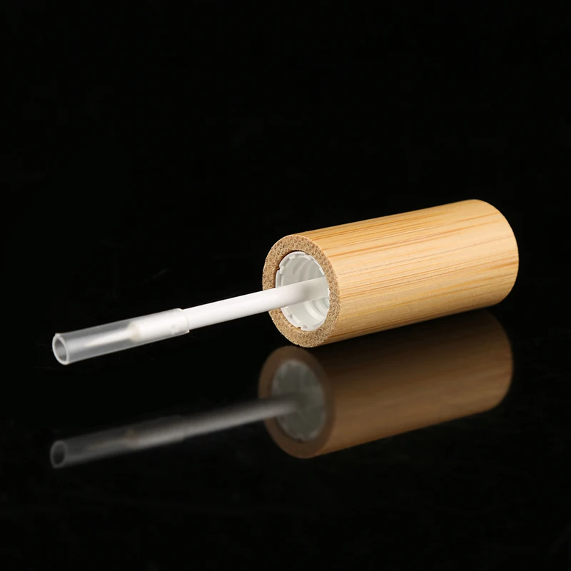 Reusable Portable Empty Lip Balm Tube Bottle with Environmental Bamboo Cap DIY Lip Gloss Wand Holder Container Vials