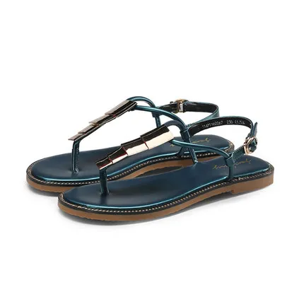 Fashion ladies simple flat sandals thailand style flip flops sandals with buckle