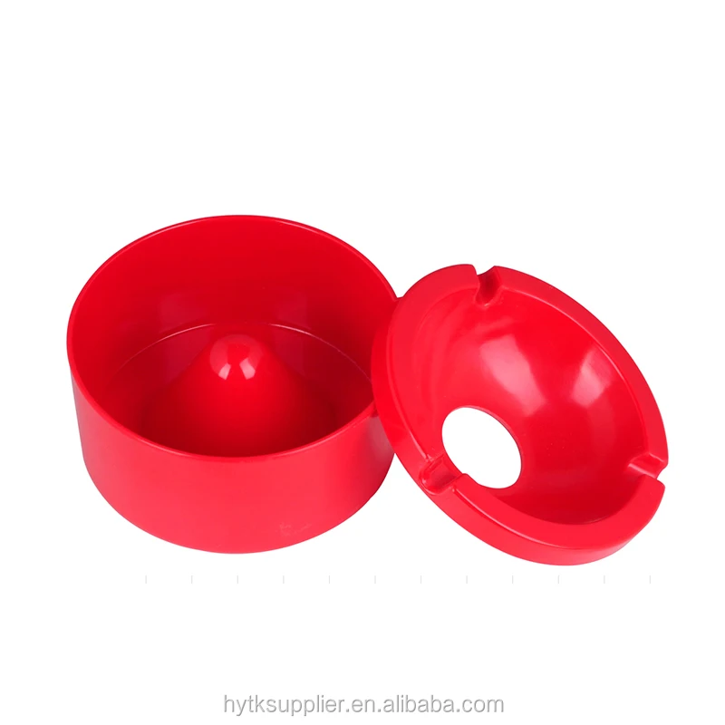 Windproof Round Plastic Cigarette Ashtray, Melamine Smoking Ashtray with Lid