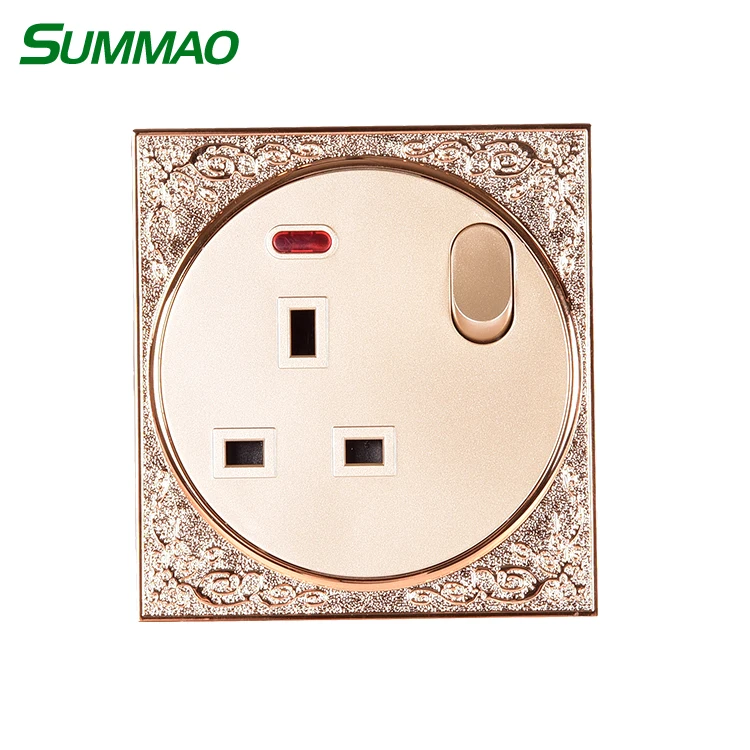 2 Gang Switches 3 Pins 13A Power Electric Outlet Wall Socket Double UK Socket With 2 USB Ports