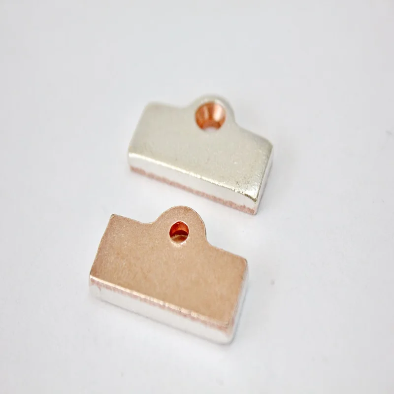 Ag/Cu contact sheets lock shape for elevator or relay