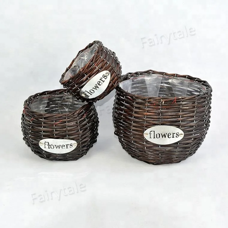 Factory Cheap Bulk Flower Decoration Craft Pots Wicker Flower Basket for Sale