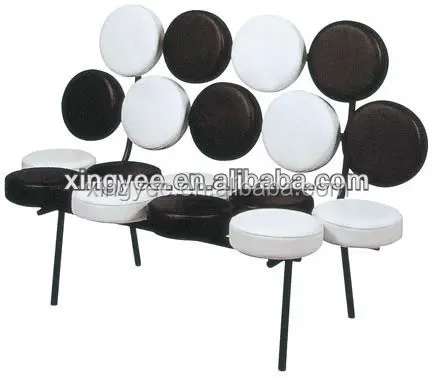 Modern classic design living sofa lounge furniture 2 seater sofa black white genuine leather sofa chair