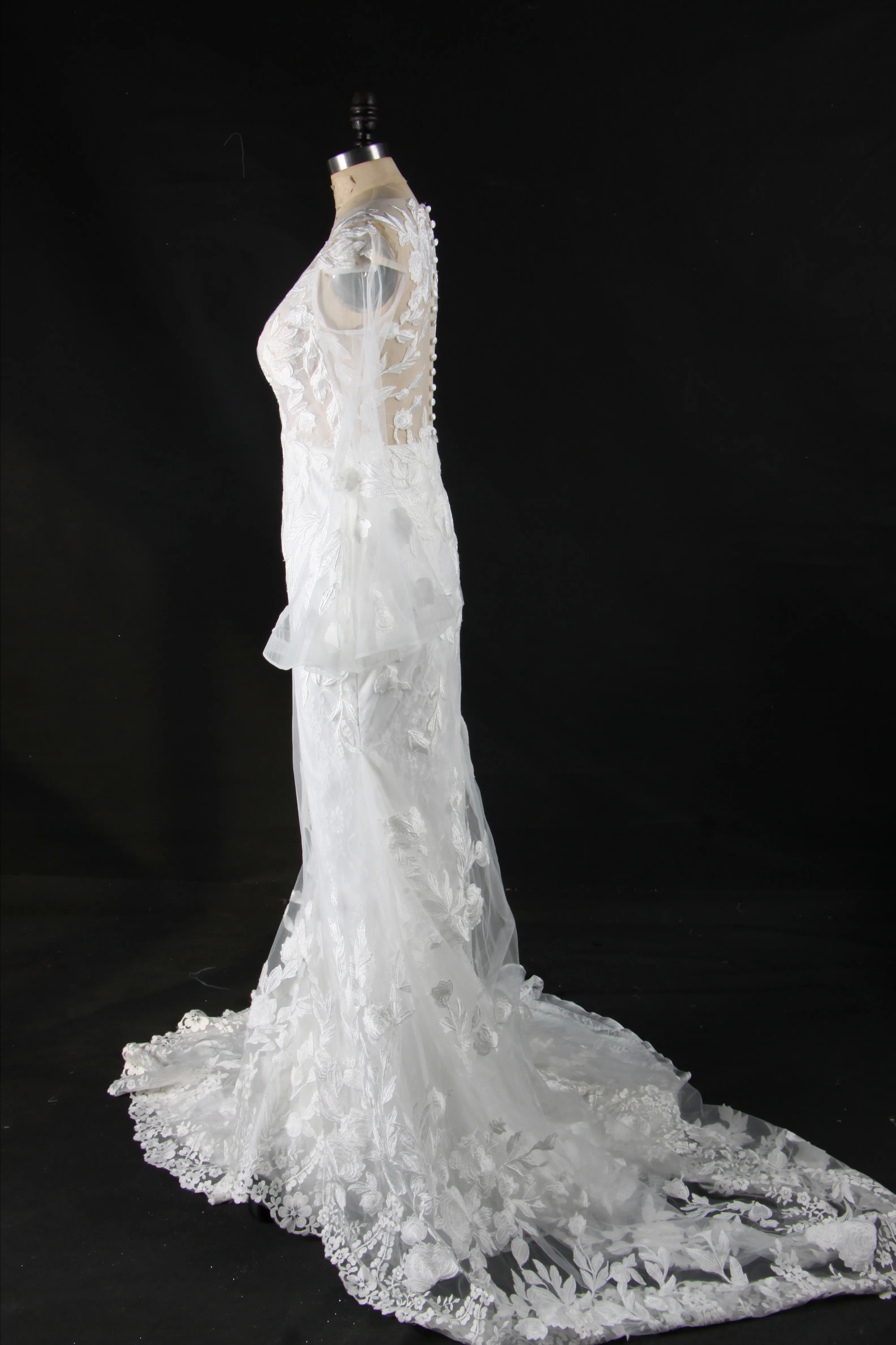 
Customized bridal gowns long sleeve mermaid wedding dress real photo 