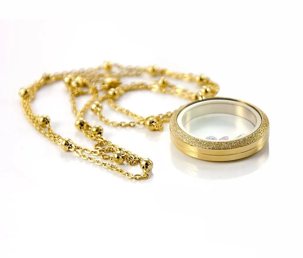 30mm Stainless steel Floating locket glass  pendant charms gold locket designs (P6-L0004)