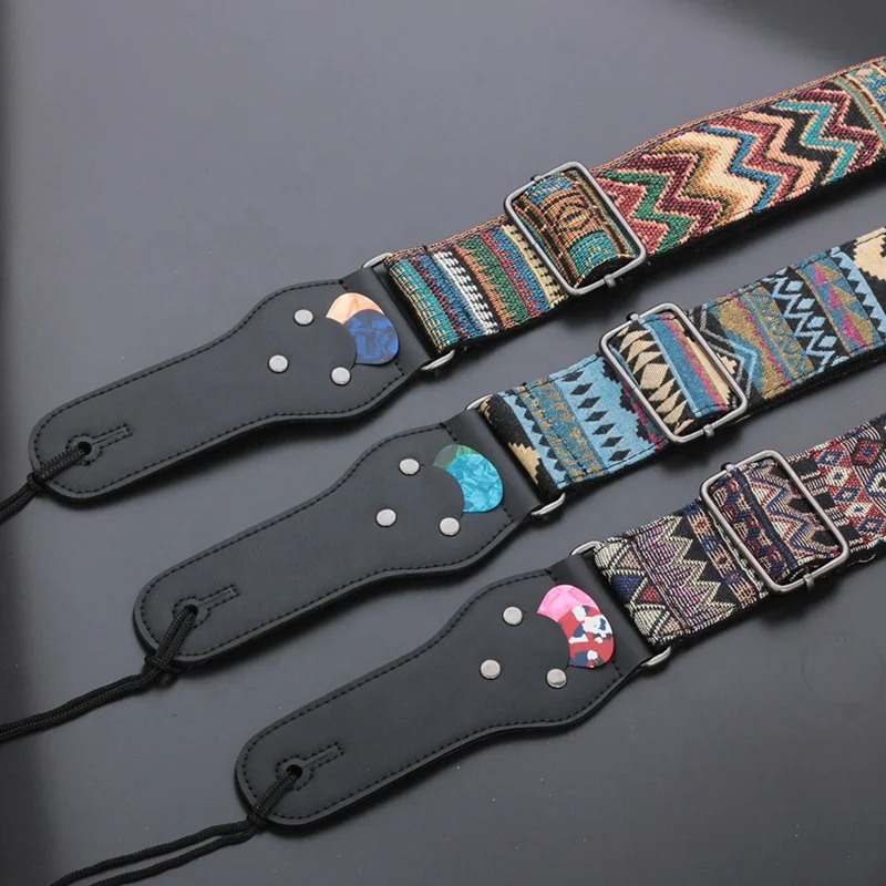 Longteam brand ethnic style acoustic guitar strap bass and electric guitar strap embroidery style guitar straps