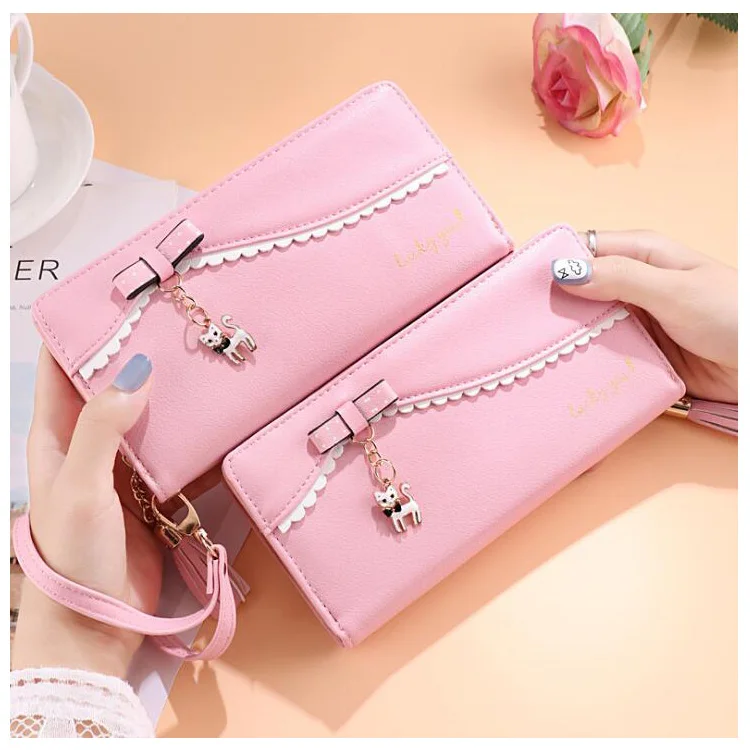 Cute Sweet Girls Lady Students Women Leather Wallets With Cat