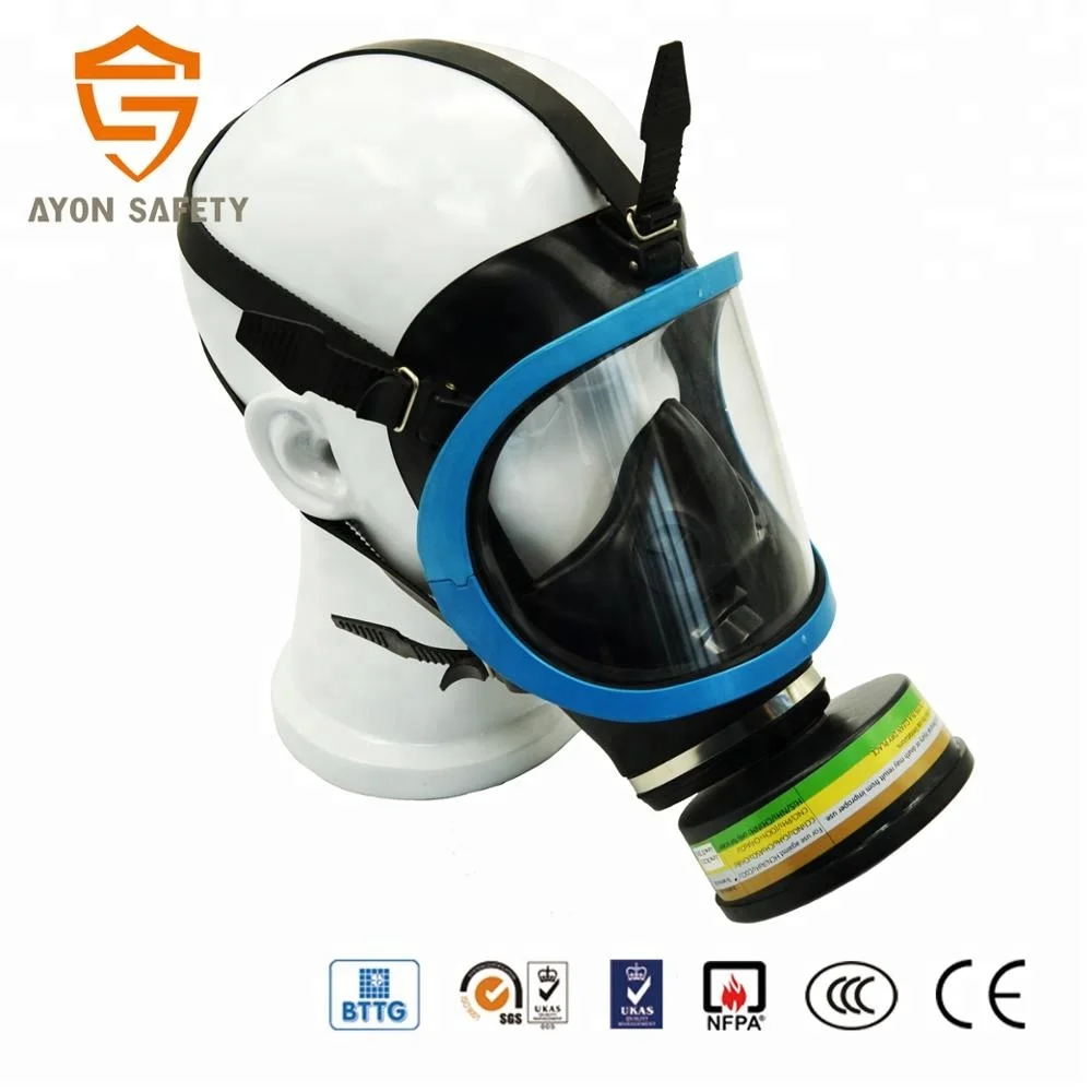 High Quality Blue Activated Carbon Filter Face Mask Respirator With PC Visor