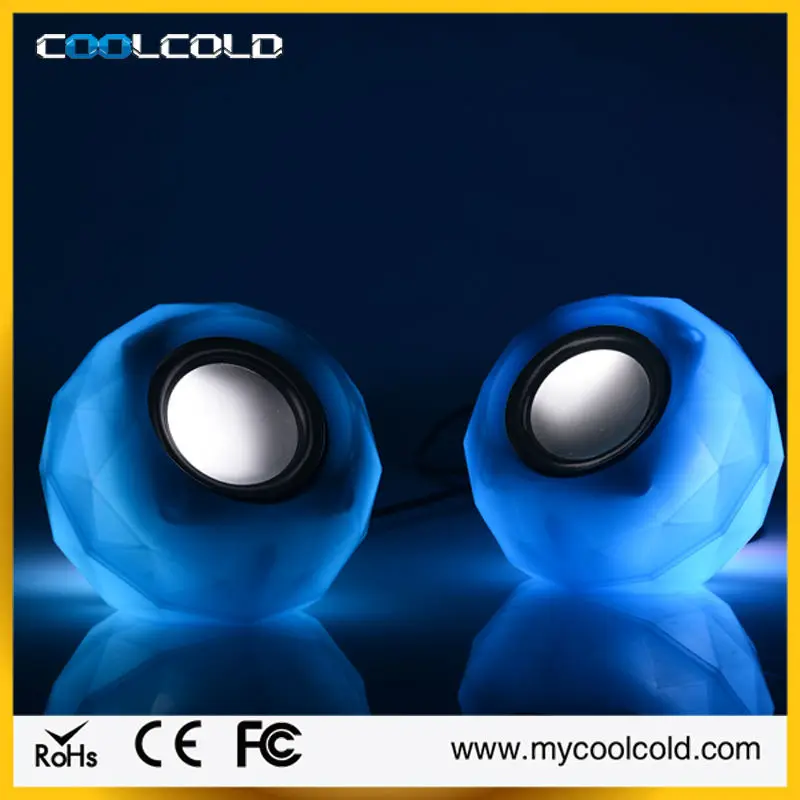 LED USB Speakers- Wired Laptop Speakers 2.0 Channel Small Computer Desktop Speakers for PC, Echo Dot, Updated Version