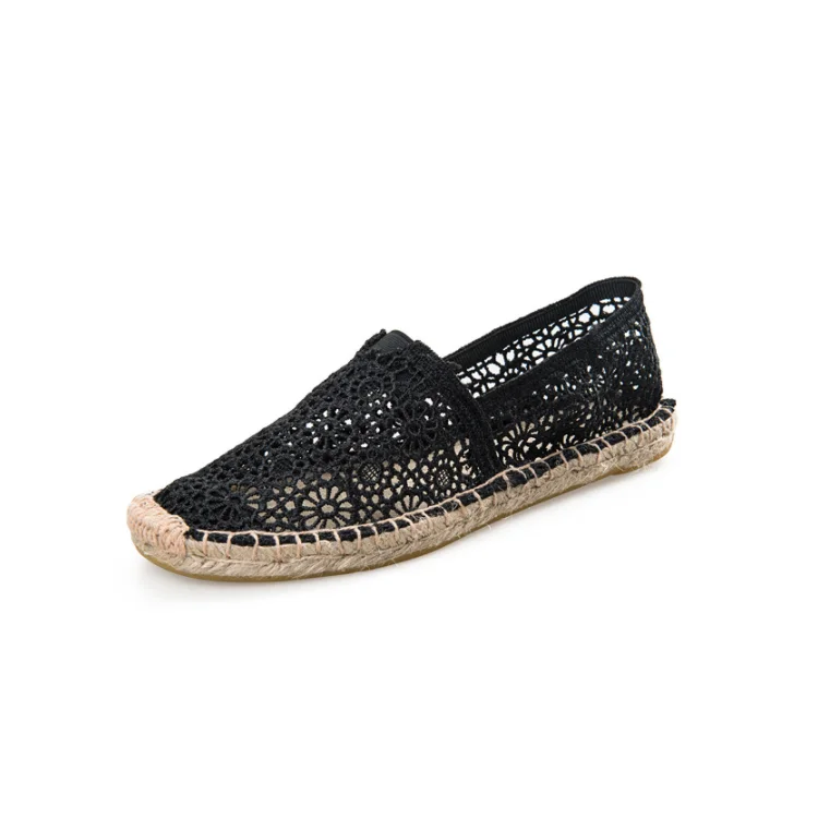 Cheap wholesale women slip-on shoes handmade jute sole espadrilles flat shoes