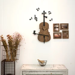 Home decorative Sense of art Cello wall clock MDF wooden Wall Clock Factory Direct Price