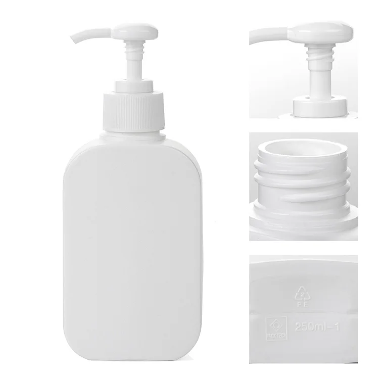 250ml HDPE plastic yellow pink white lotion bottle for cosmetic with pump dispenser