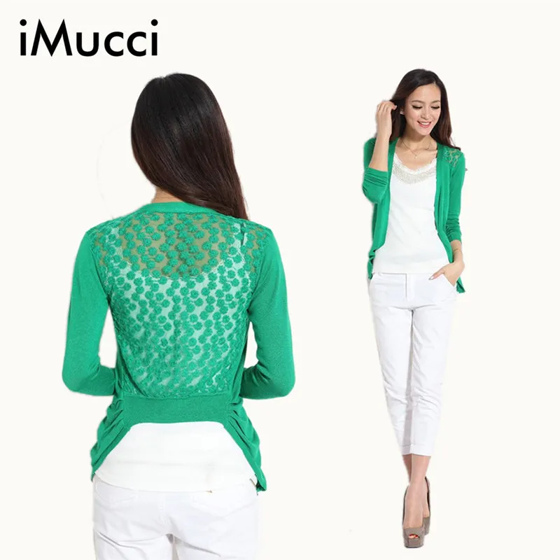 Hot High Quality Fashion Women Cardigan Lace Sweet Candy Pure Color Sexy Lady Slim Crochet Knit