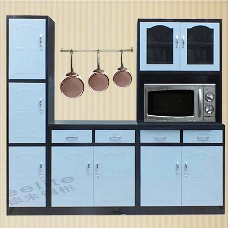Сделано в Китае, стальной кухонный набор мебели, готовый простой дизайн, металлические кухонные шкафы, продажа, использованные кухонные шкафы