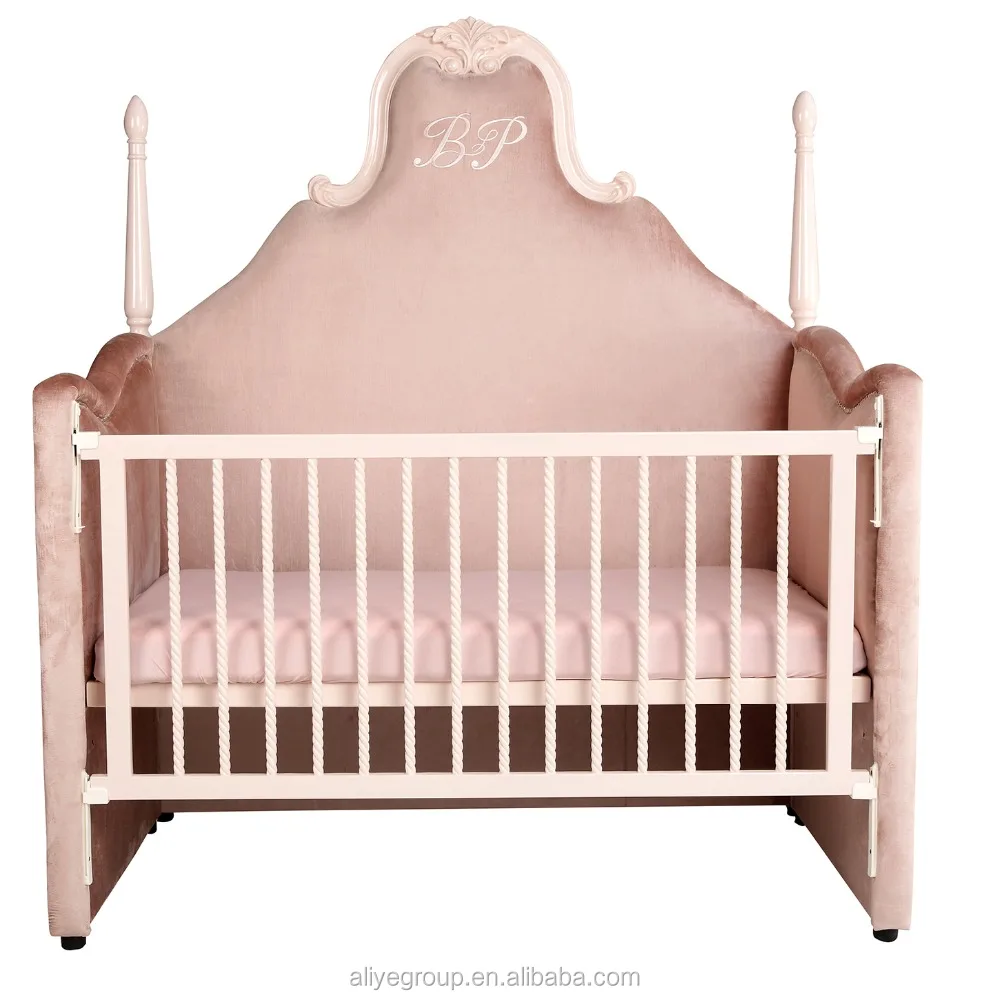 SY104-Baby cribs wood luxury design,pink colour baby bed