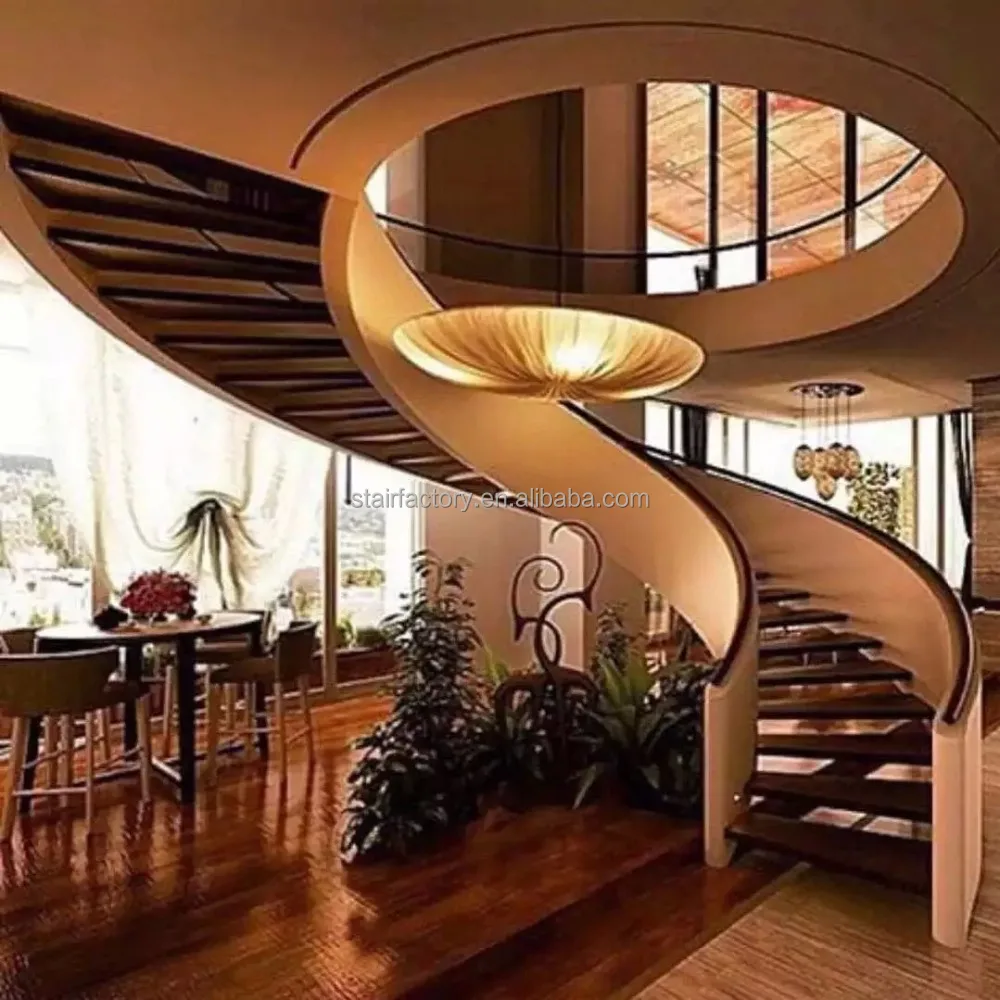 European and American fashion Curve Shape stair, solid wood spiral staircase,TS-2