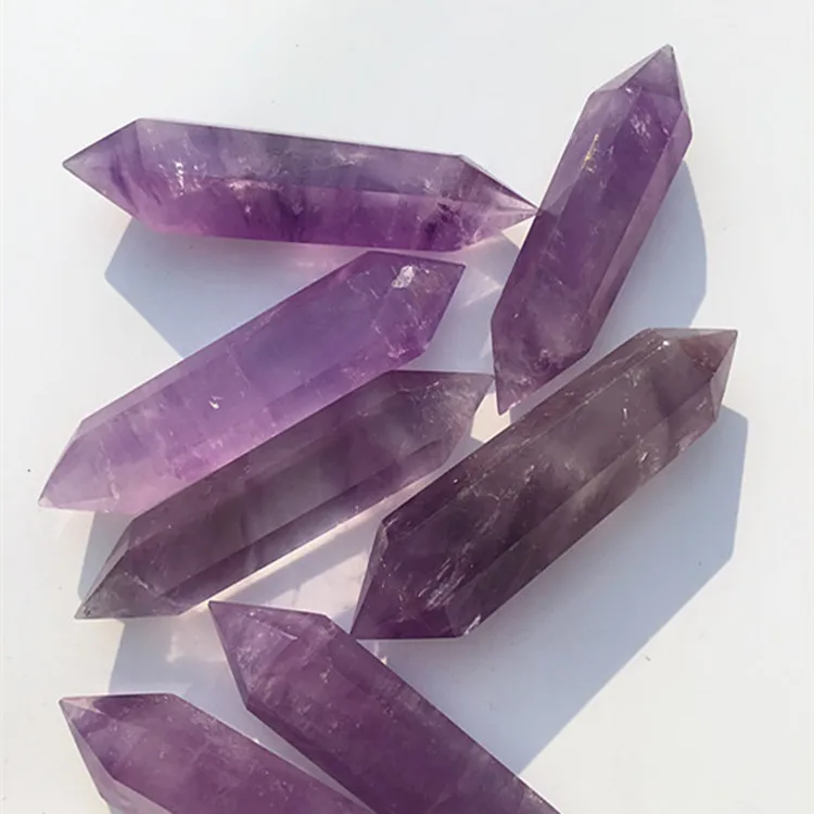 Wholesale Natural Amethyst Crystal Double-tip Healing Wand Point