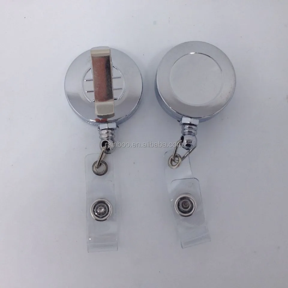 Logo printed cheap plating retractable yoyo id ski badge reel