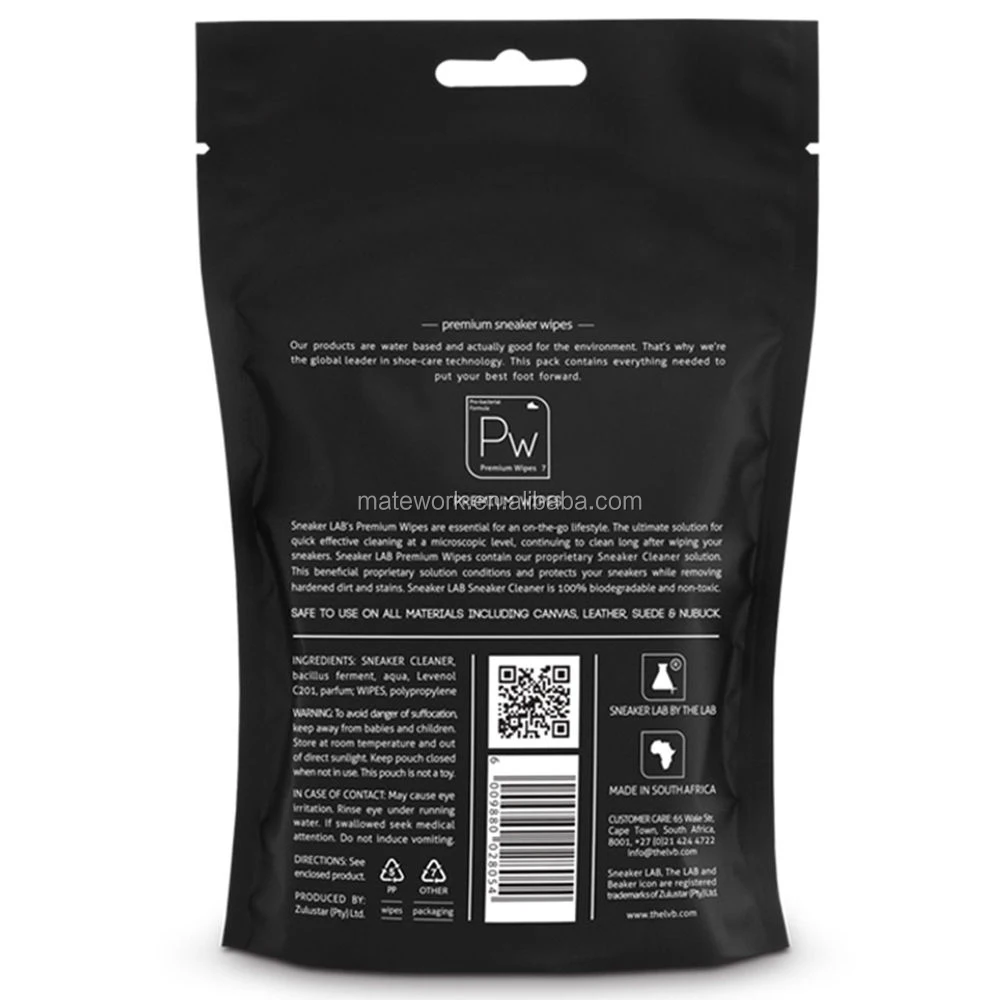 OEM private label available Individual pack disposable leather shoe clean wet wipes