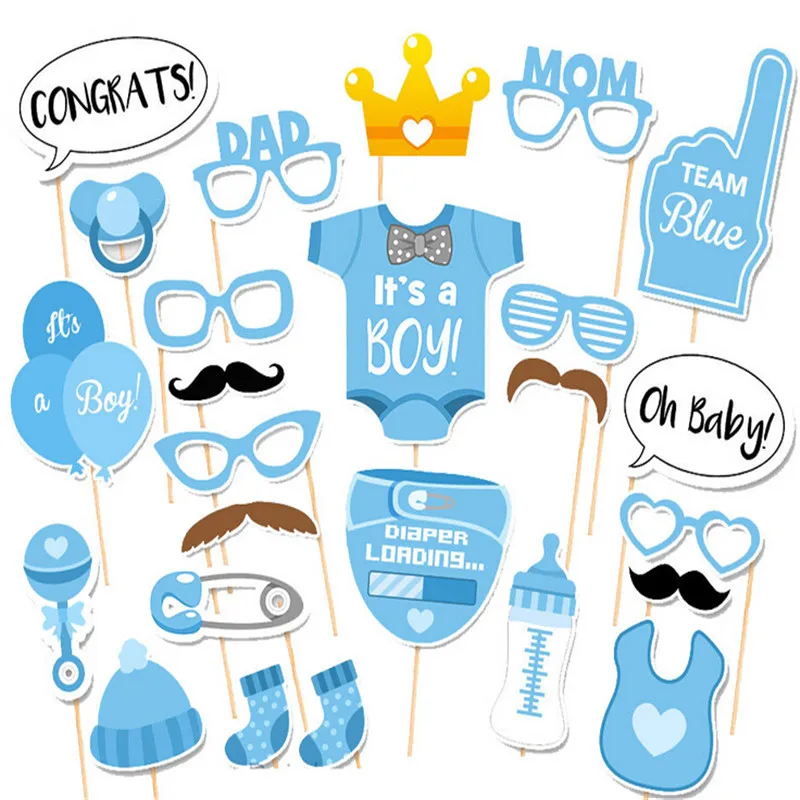 It Is A Boy Baby Shower Birthday Party Photo Booth Props Newborn Boy Photobooth Props 1st Birthday Baby shower Blue