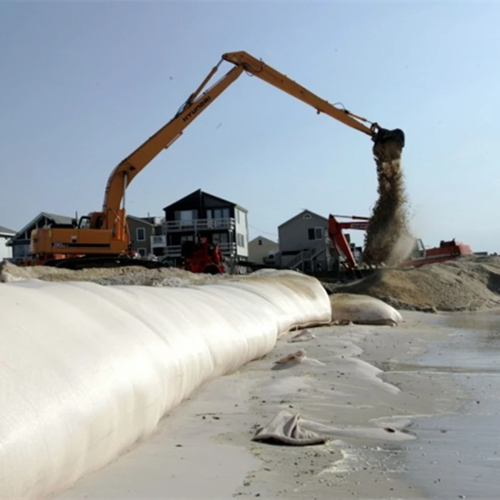 Geofabric geotube and dewatering geotube bags for seawall project