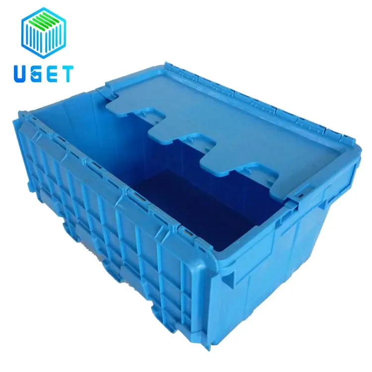 
Reusable Rental Cheap Strong Plastic Moving Bin withTag Holder Home Carrying Packaging Tote Box 