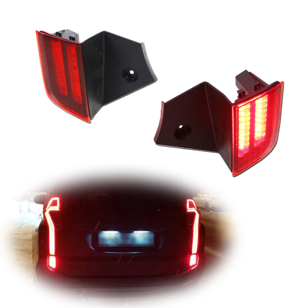 
3D Optic Red LED Rear Bumper Reflectors Rear Tail Brake Light Lamps Kit For 2016 2017 2018 2019 Mitsubishi Pajero Montero Sport 