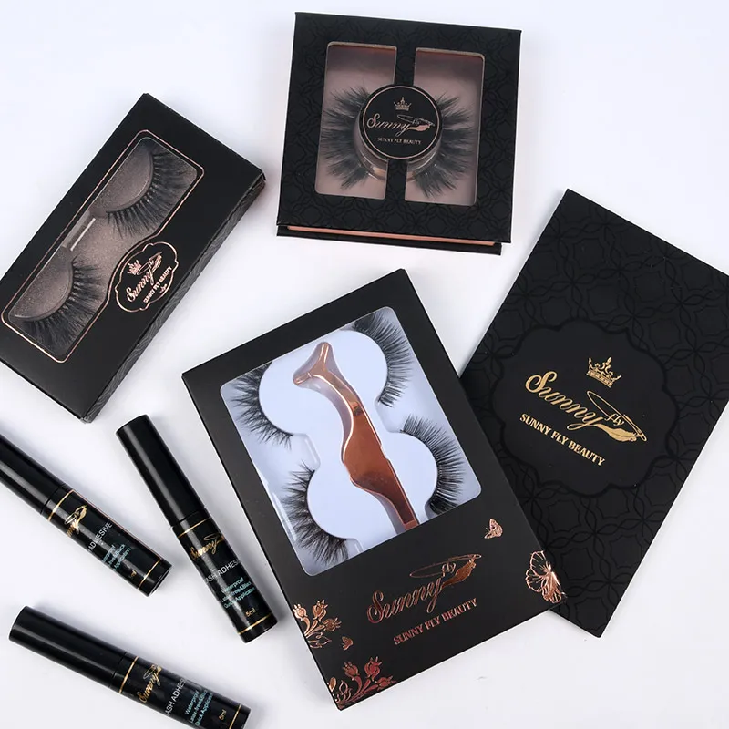 mink eyelashe set 3D 5D real mink eyelashes and packging eye lashesh fake strip lashes eyelash wholesale vendor customized boxes