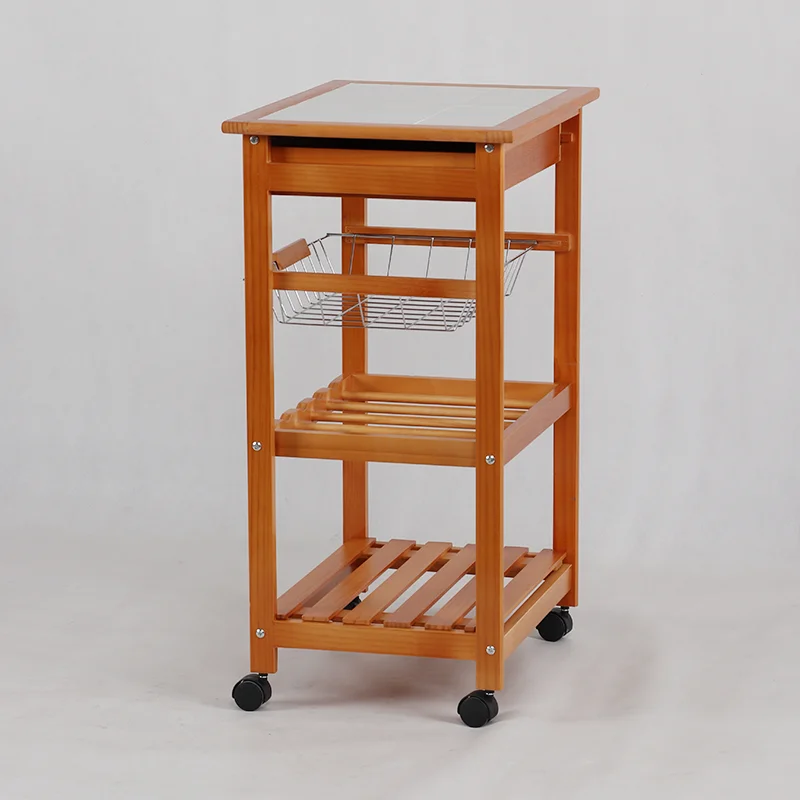 
4 layers wooden kitchen furniture island trolley for storage 
