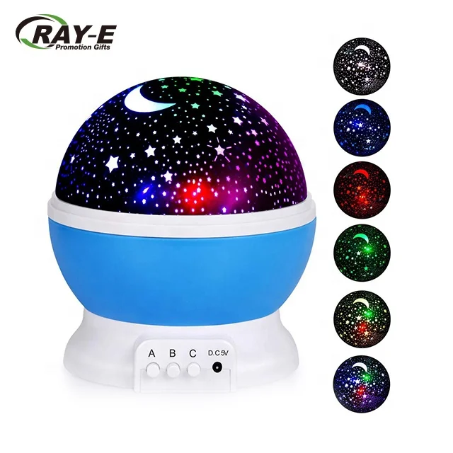 360 Night Lamp Star Light Rotating Projector, Baby Night Light Moon Star Projector, 4 LED Bulbs for Children Kids Bedroom