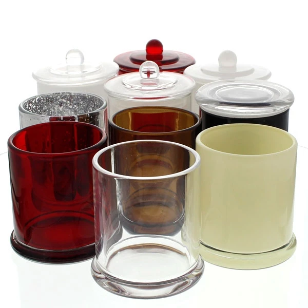 Premium 150ml 350ml 700ml colorful empty glass jars candle with glass lid