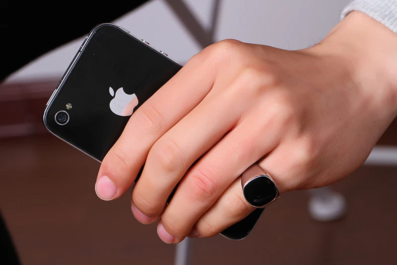 
Simple Cheap Real Gold Plated Ring Design Black Oil Drop Men Ring Jewelry without Gemstones 