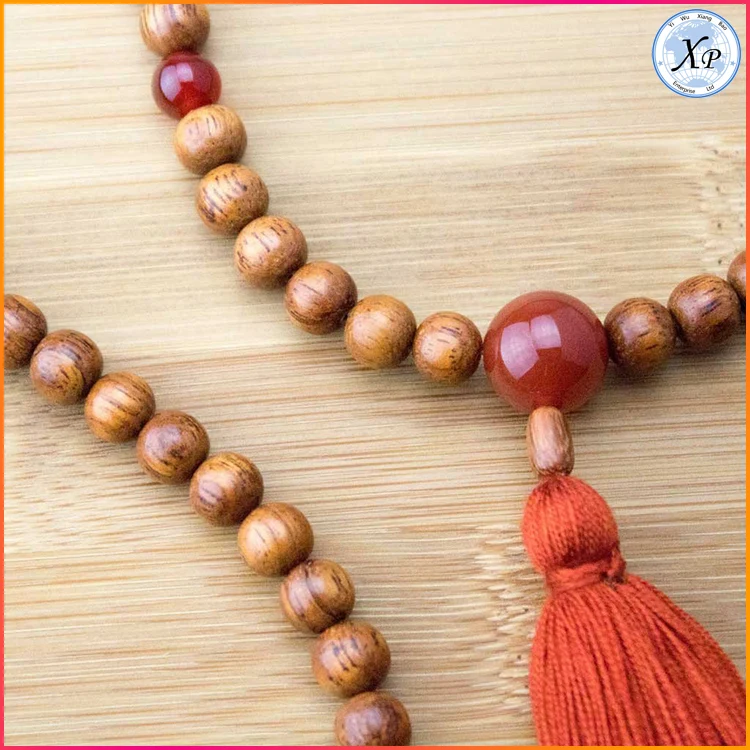 Wholesale Wood Necklace Mala Beads Wooden Beads Tassel Necklace