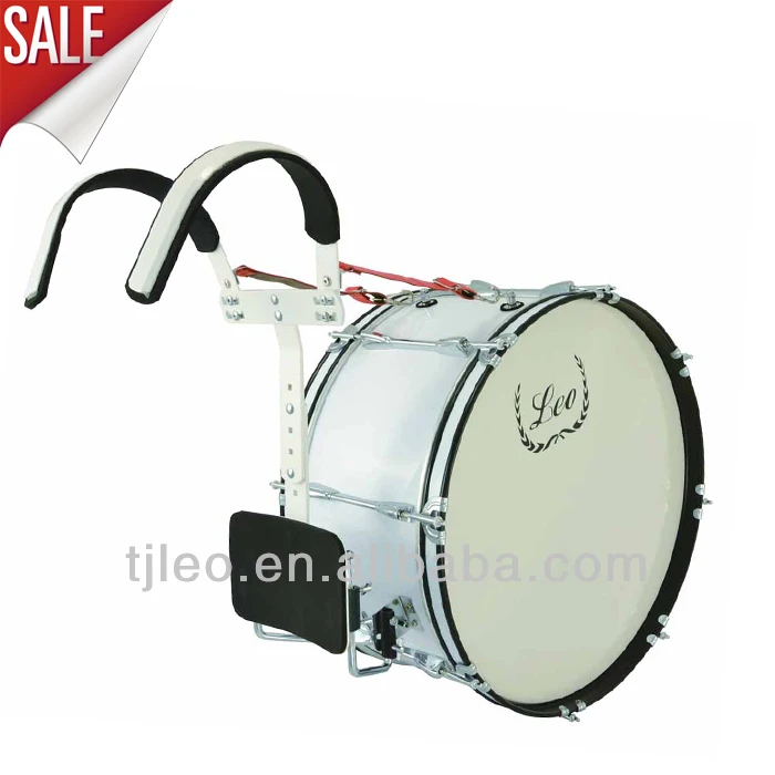 Marching bass drum with drum carrier