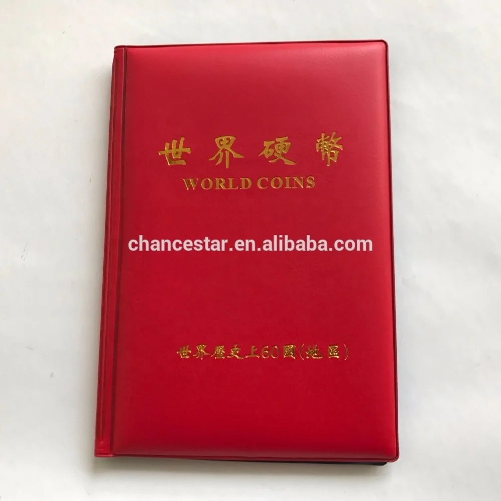 
Custom foil logo coin stamp collection PU leather folder 