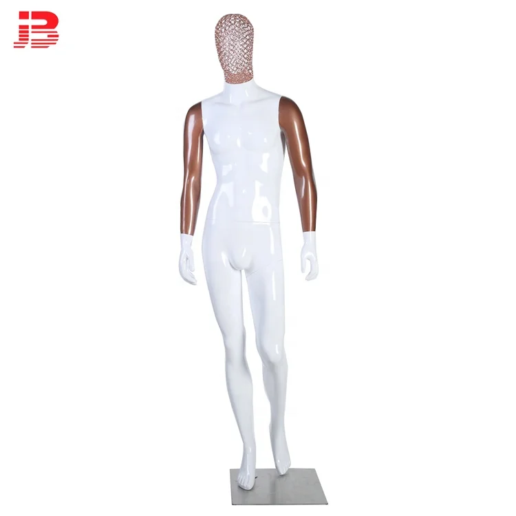 New Design Male Mannequin with Wire Mesh Head White Male Full Body Standing Mannequin