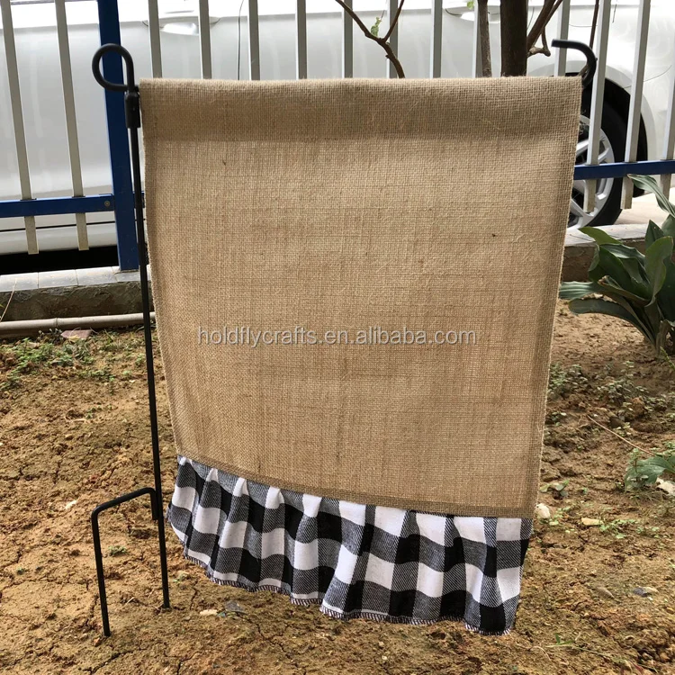 Wholesale Various High Quality Burlap Ruffle Garden Flag, Ruffle Edge Burlap Garden Flag, Blank Garden Flag