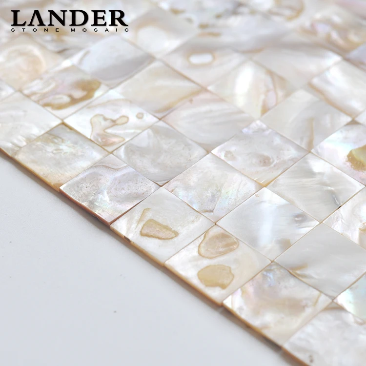 Art cube 3d Natural colorful self adhesive peel and stick seamless oyster sea shell mosaic tile