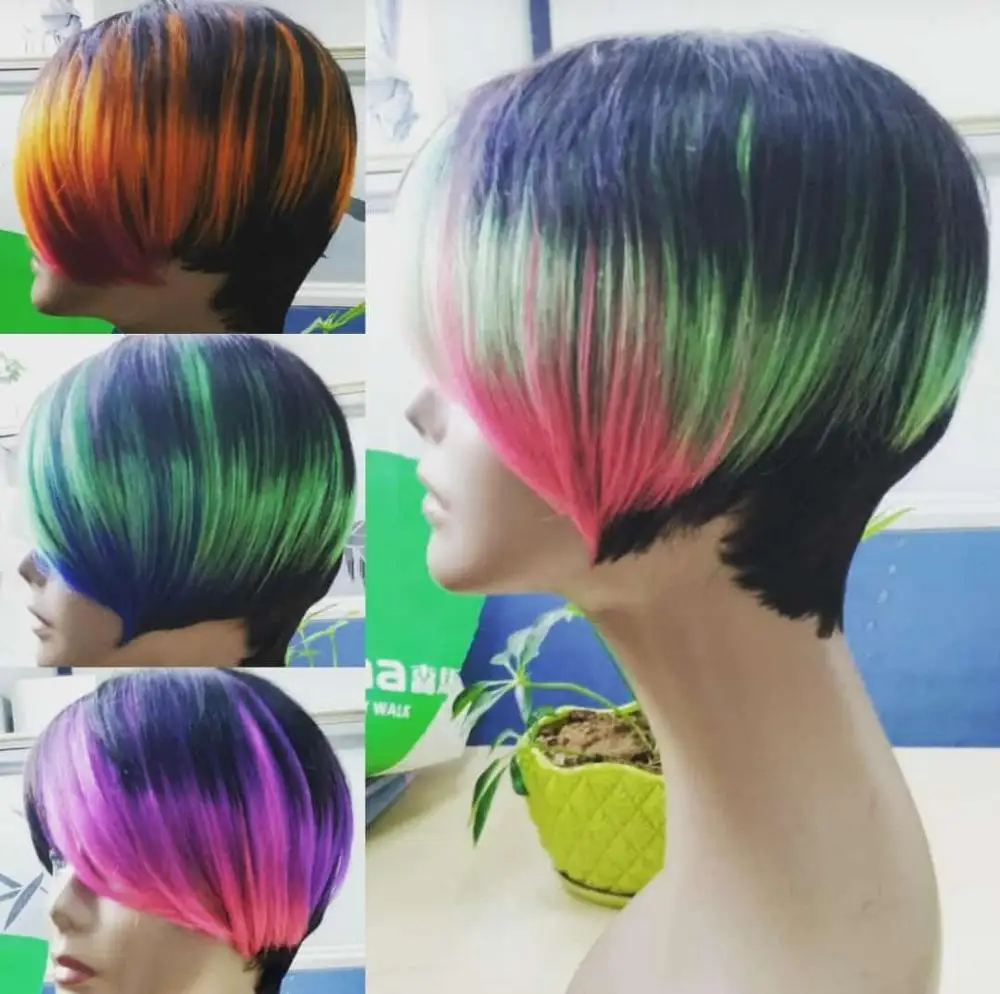 Wholesale Top Quality Pink Orange Blue Red 613 Blond Color Wig Brazilian Virgin Human Hair Long Colored Lace Front Full