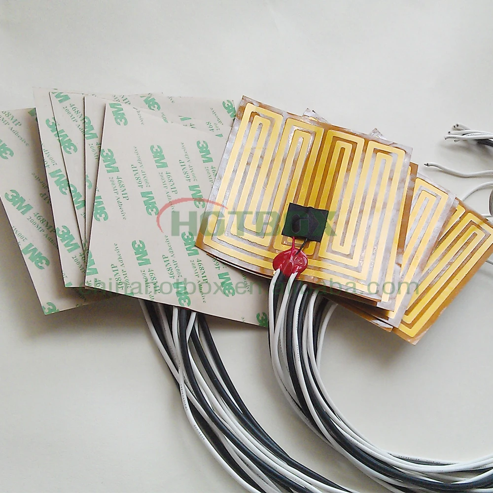 
Kapton polyimide thin film heater 100*100mm surface with adhesive on a face 12V 90W with 400mm lead wire and 100k thermistor 