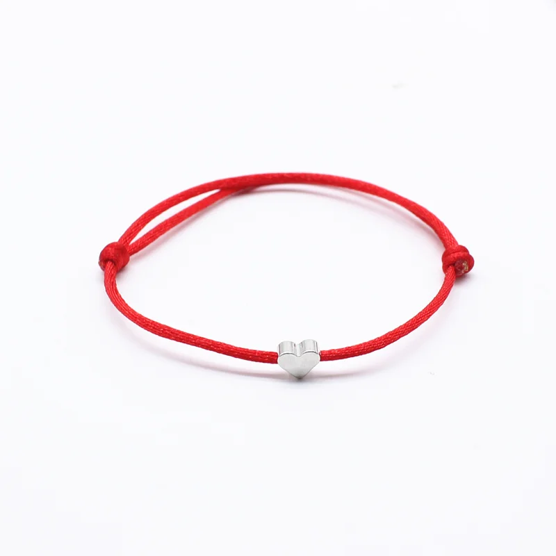 Simple Charm Bracelet black red colour Minimalist Adjustable Rope String Lucky Bracelet heart star For Women lovers bead jewelry