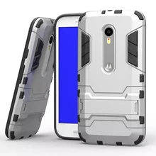 High Quality For Motorola Moto G3 Gen 2015 XT1552 PC+TPU 2 in 1 Cool Armor Iron Man Back Covers With Stand Holder