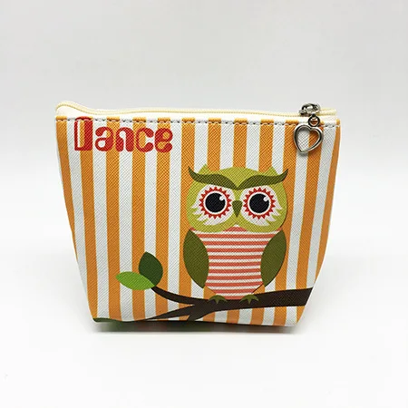 custom hot selling handmade stripe coin bag lovely animal design coin purse  cute owl design zipper wallet