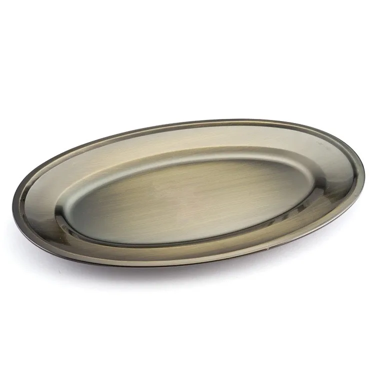 GUANGDONG KINGKONG arabic style gold bronze copper Food serving dish stainless steel egg shape dish plate