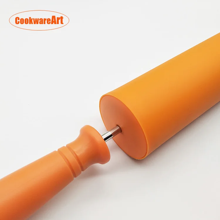 30 cm non-stick colorful  silicone pastry dough rolling pin with plastic handle for baking