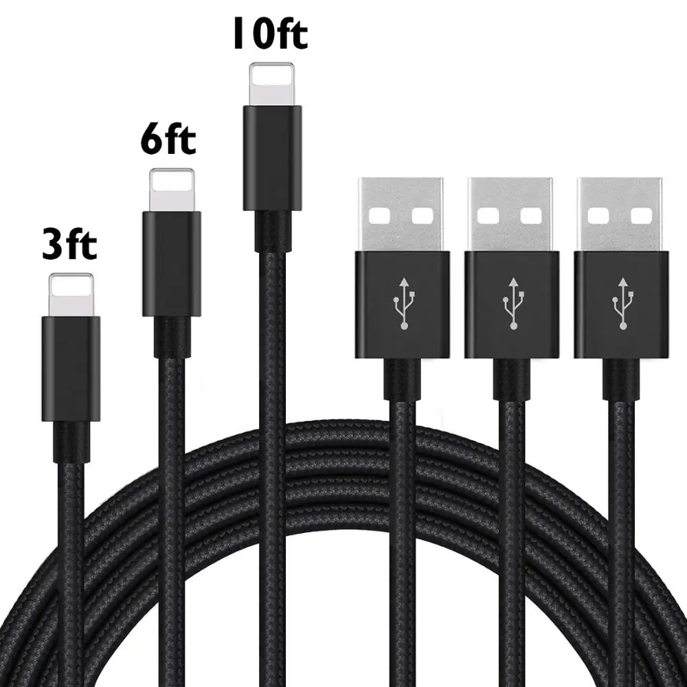 2A Fast Cable Charger For Lightning Nylon Braided USB Charging Cord Compatible For iPhone Xs Max/XR/XS/X/8/8Plus/7/7 Plus/6S/6S