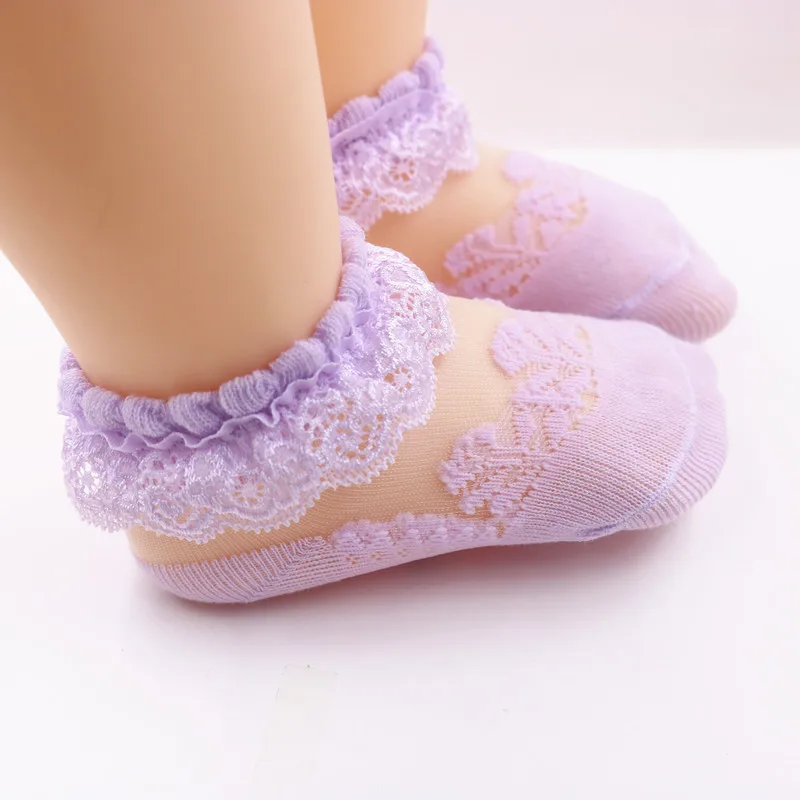 
Cute Lace Flower Lace Summer Newborn Baby girls Socks Cotton princess Anti Slip Kids Socks 