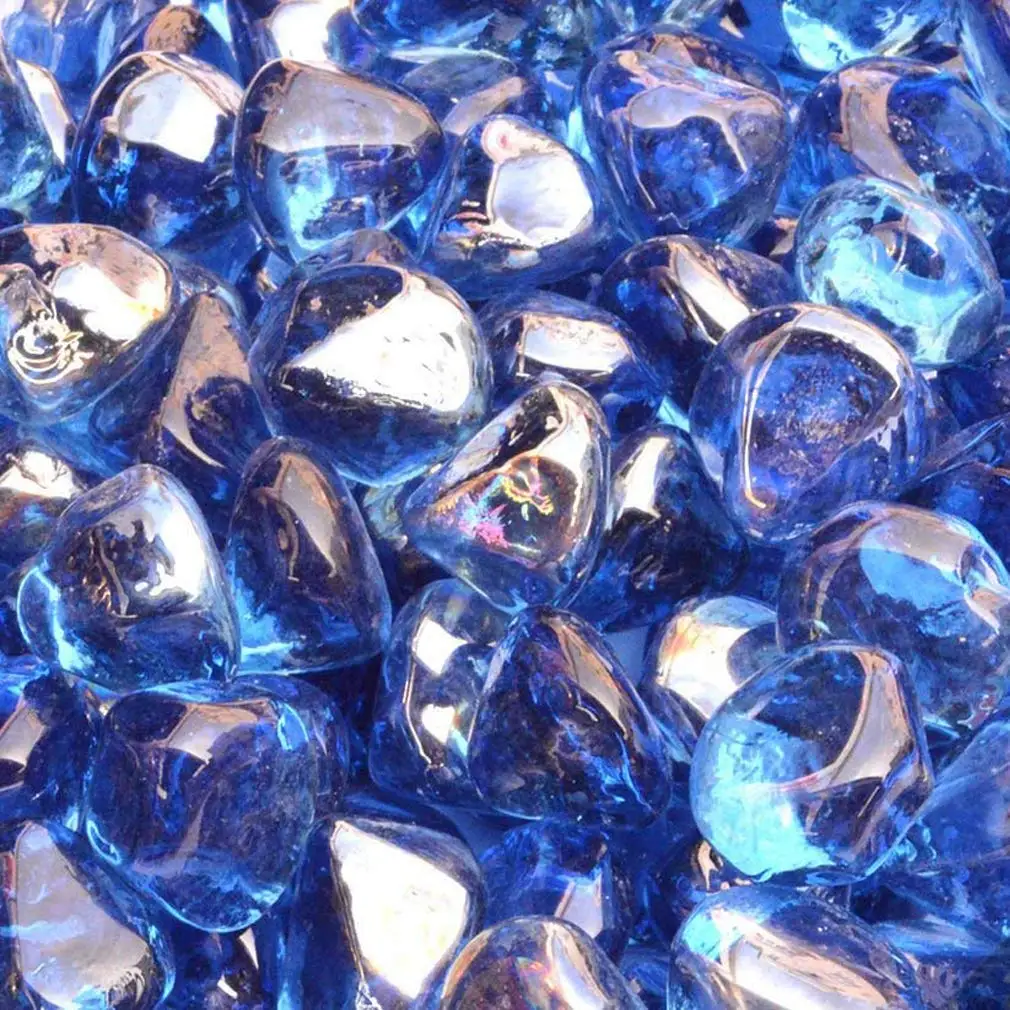 10 Pound Mix Color Fire Glass Diamonds for Fire Pit Fireplace Landscaping